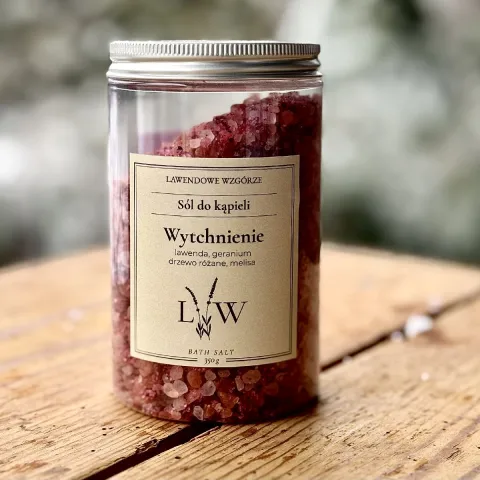 Sól do kąpieli Wytchnienie 350g - lawenda, geranium, drzewo różane, melisa